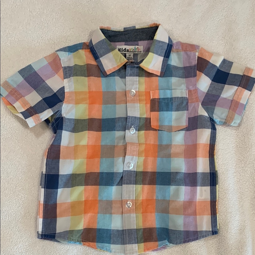 Kid's Headquarters Orange and Blue Button Down Shirt 3T